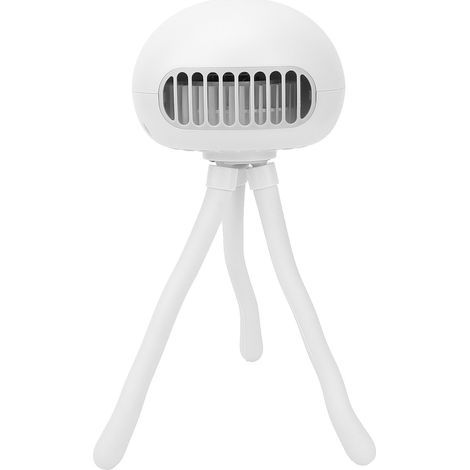 Ventilateur pour poussette bébé portable USB à conversion de fréquence en forme de pieuvre, fonctionnant sur piles, blanc (1/5)
