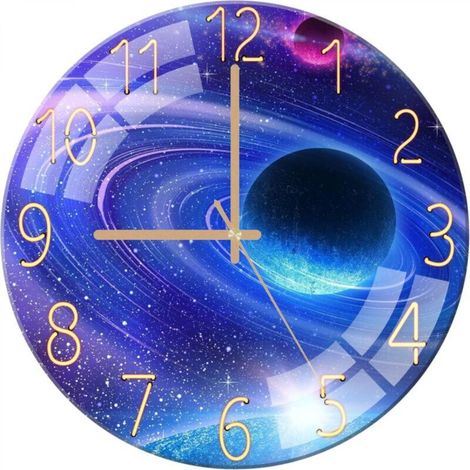 30cm Glass Wall Clock, Modern Round Quartz Clock, Silent, No Ticking, Wall Clock for Living Room, Kitchen, Bedroom, Office (1/5)