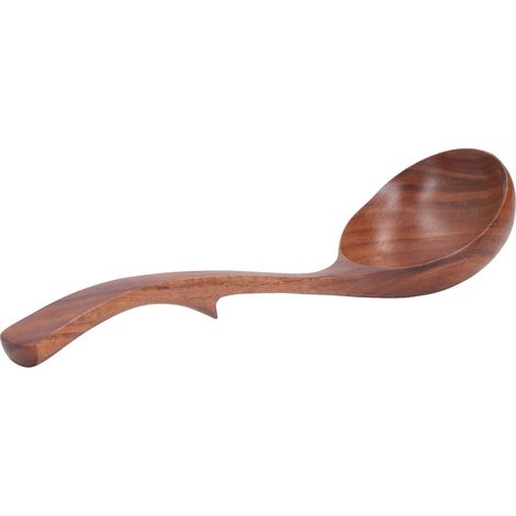 Cuillère à soupe en bois, cuillère courbée moyenne pour enfants, ustensile de cuisine pour soupe et porridge, outil de cuisine familial (1/5)