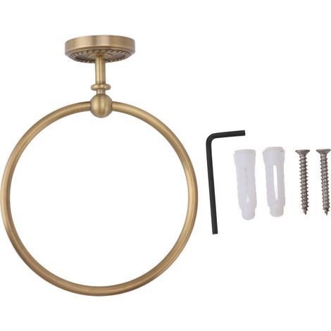 Round copper bath towel ring for wall-mounted shower or hand shower. (1/5)