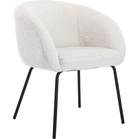 Sillón Acentuado en Piel Sintética Moderno Sillón Ocasional Simple de Bañera con Patas de Metal para Dormitorio Sala de Estar, Blanco, Wahson (1/5)