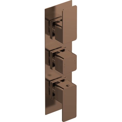 Nuie Windon Thermostatic Concealed Shower Valve Triple Handle - Brushed Bronze (1/2)
