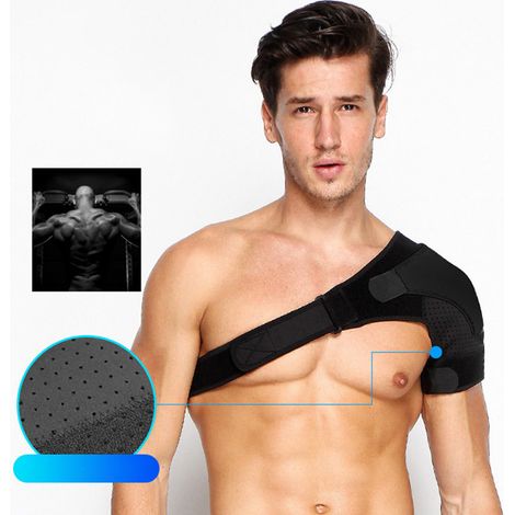 Verstellbare Schulterbandage, strapazierfähig und hitzebeständig, für Sport und Training, schwarz, linke Schulter, Einheitsgröße (1/3)