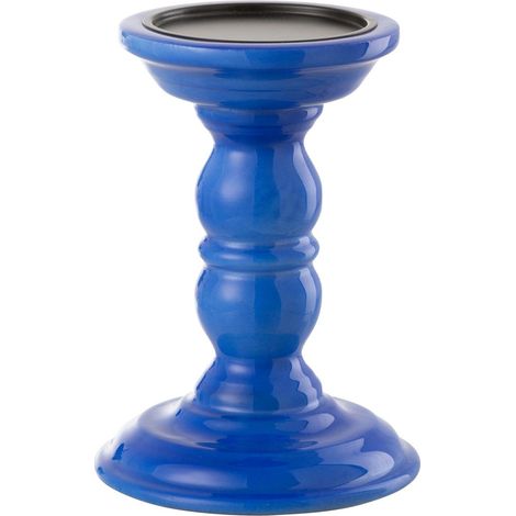 Bougeoir Haltère en Bois "Waldo" 17cm Bleu (1/2)
