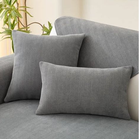 Quadratische Kissenhülle 45x45 cm – In weichem Cordvelours, schlichtes und elegantes Design, ideal für Sofarücken oder Lendenunterstützung – Farbe Elefantengrau – Nur Hülle (ohne Füllung)