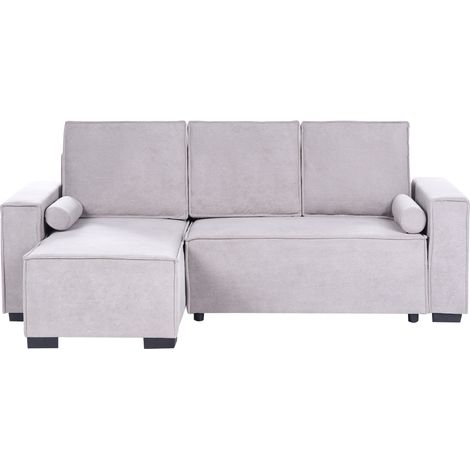 Sofá cama moderno 3 plazas con chaise longue derecho reposabrazos espacio de almacenaje reversible gris Edane (1/5)