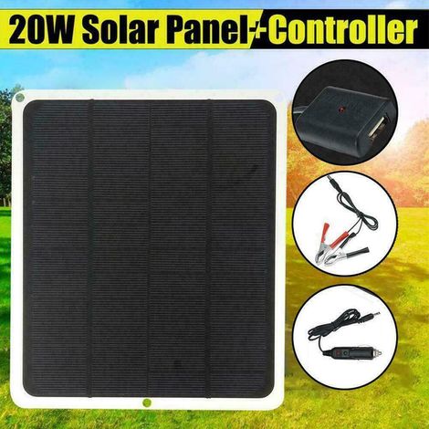 High-efficiency 20W monocrystalline solar panel kit for charging mobile phones, tablets, camper vans and yachts (1/4)