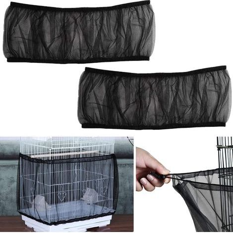 2PCS Couverture de Cage Housses pour Cages à Oiseaux Maille Couverture Protection Cage, Jupe De Garde Filet De Maille Nylon Cage À Oiseaux Graines De Recueil De Graines our Perroquet Perruches Canaris (1/5)