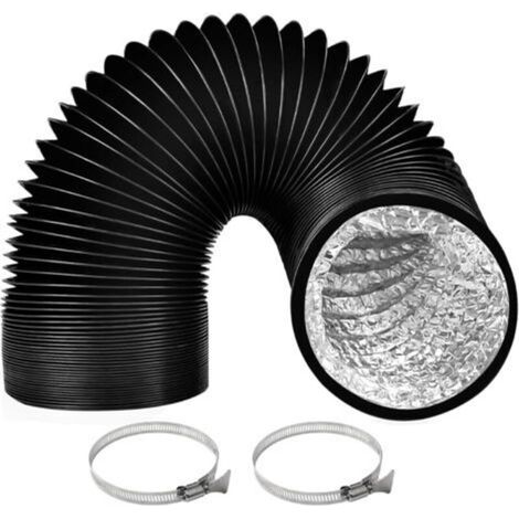 Abgasrohr, 100 mm Durchmesser, 3 m Länge, Aluminium-Lüftungskanal, Abluftrohr mit 2 Stahlschlauchschellen für Cl