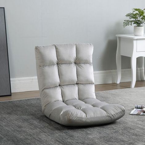 Fauteuil convertible, fauteuil relax, grand confort, dossier inclinable multipositions (90°-180°), revêtement en flanelle de polyester matelassée, gris clair (1/5)