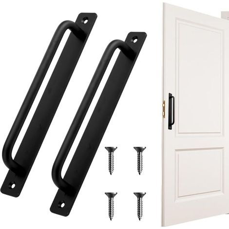 Poignée de Porte Coulissante en Acier Inoxydable - Lot de 2 Poignées Porte avec Vis, Design Moderne pour Armoires, Granges, Fenêtres (21x2.5cm) (1/5)