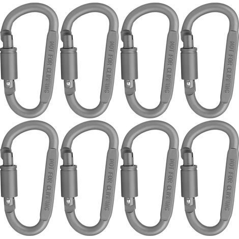 Mousqueton d'escalade en alliage d'aluminium pour hamac, randonnée et via ferrata, boucle câble antivol vélo, noir (1/5)