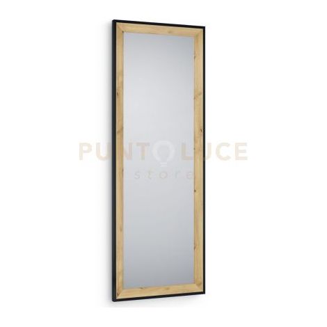 BIANKA SPECCHIO DA PARETE CON CORNICE SFACCETTATA CON GANCI X INSTALLAZIONE ORIZZONTALE E VERTICALE 50X150CM COLORE QUERCIA