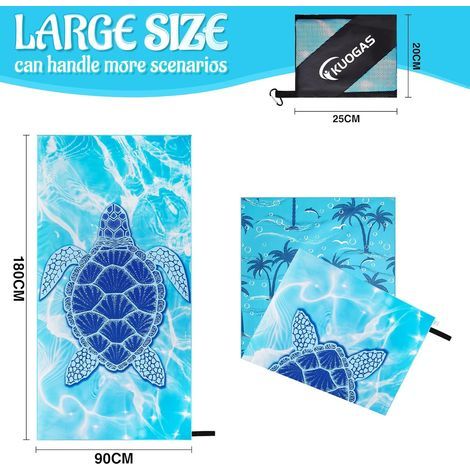 XXL Beach Towel 90 x 180 cm, Large Quick-Drying Microfiber Towel, Sand-Free Bath Towel, Beach Blanket for Women (1/3)