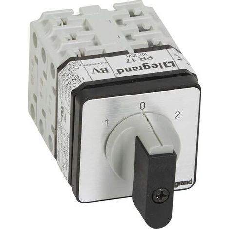 Commutateur à cames inverseur avec position arrêt 45° PR17 - 3P - 6 contacts - fixation par vis sur porte - LEGRAND