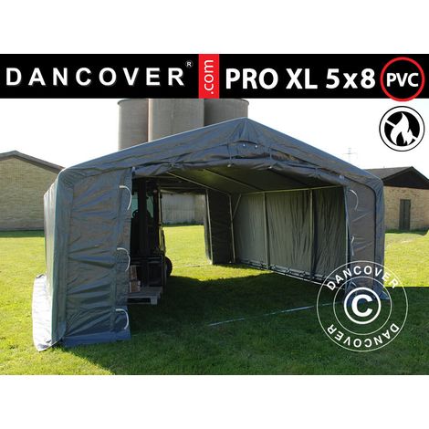 Storage shelter PRO 5x8x2.5x3.89 m, PVC, Grey - Dancover