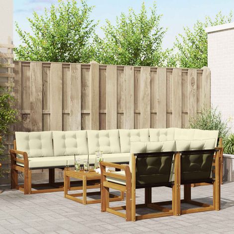 vidaXL Outdoor-Sofagarnitur mit Kissen 9 pcs Natur und Creme (1/5)