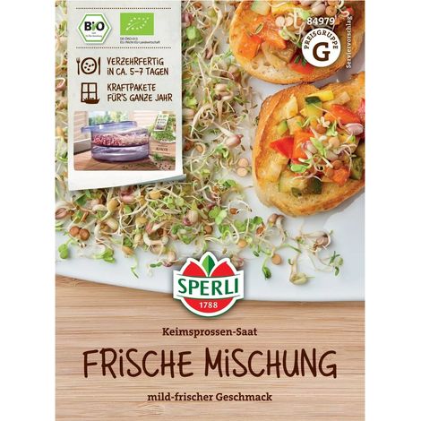 Graines à germer – mélange frais – 40 g, luzerne, lentilles, haricot mungo, radis