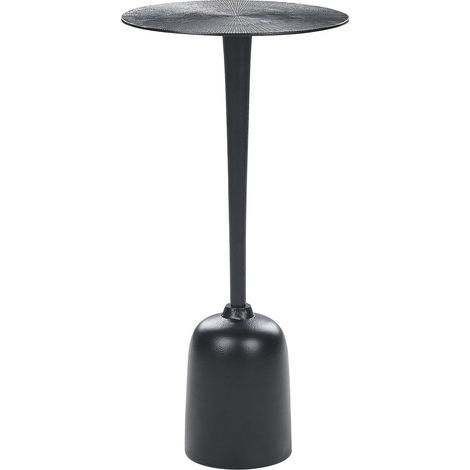 Table d'Appoint Noire en Aluminium Revêtu de Poudre Plateau Rond Moderne Selwyn