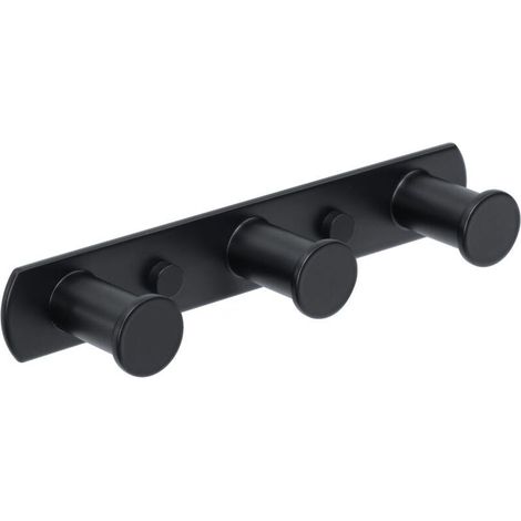 Wall Mounted Coat Rack with Towel Hooks, Screw-On Wall Mounted Towel Holder for Bathroom and Kitchen, Matte Black Stainless Steel Finish, Three Hooks (1/5)