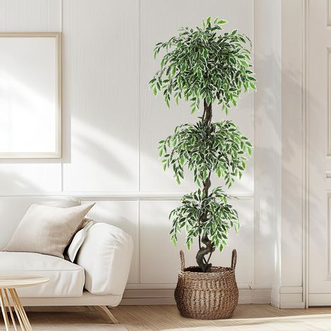 Plante artificielle de 180 cm avec pot Ficus artificiel avec mousse séchée réaliste Boutique de décoration de bureau (1/5)