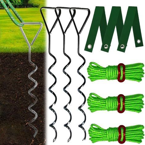 9PCS Ensemble De Trampoline d'ancrage Au Sol, Ensemble d'Ancrages Au Sol pour Trampoline, Ancrages Robustes à Visser Une Fixation Sécurisée dans Le Sol, Heavy Duty Balançoire, Tentes De Camping (1/5)
