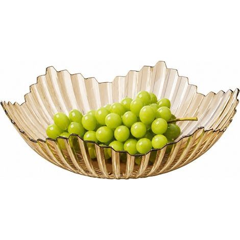 Plateau à fruits rayé pour animaux de compagnie, grand format, doré transparent, en plastique, élégant plateau à bonbons vintage de luxe, idéal pour ranger les en-cas sur une table basse. (1/5)