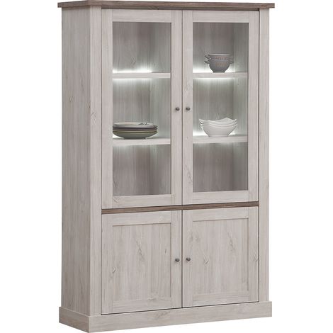 Vaisselier/argentier contemporain chêne blanc/marron Maxime