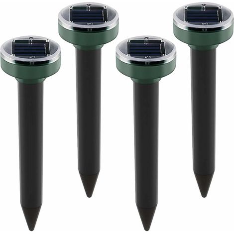 Lot de 4 répulsifs solaires à ultrasons anti-taupes et rongeurs, pour jardin et pelouse – DELKEVIC