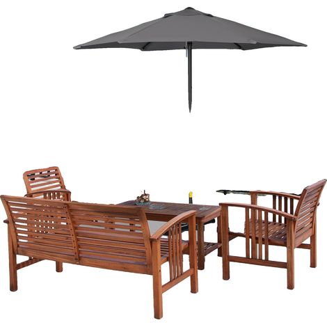 Garten-Sonnenschirm, Belüftungsdach, abnehmbarer Aluminiumstab, GRAU (1/5)
