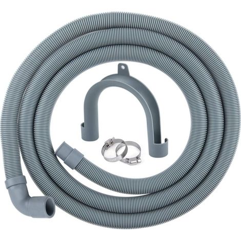 Tuyau de Vidange pour Machine à Laver, 2,50 m Tuyau D'évacuation pour Lave-linges et Lave-vaisselles,Rallonge de tuyau y Compris Support et Colliers de Serrage(Coude,Diamètre Intérieur 20 MM) (1/4)