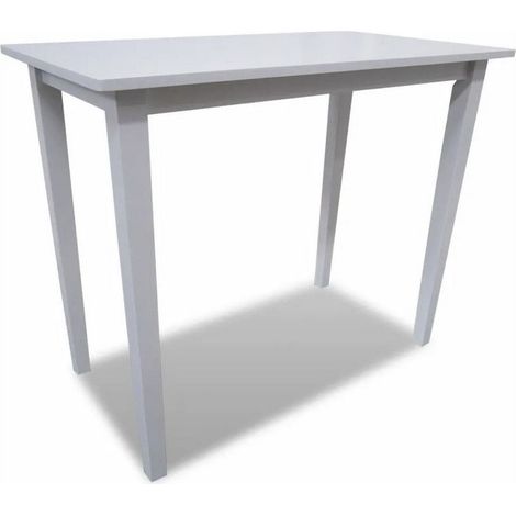 Table de bar bois et hévéa massif blanc Richei 110cm (1/3)