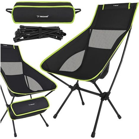 Foldable Fishing Chair, Black, 41x52x86cm, Lightweight (1/5)