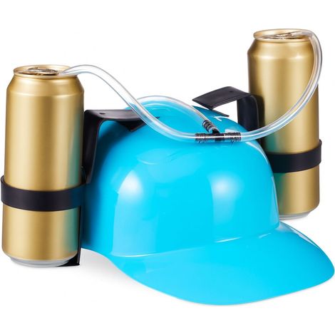 Casque à boisson pour soirée carnaval avec 2 porte-canettes 13 x 32 x 28 cm en plastique multicolore (1/5)