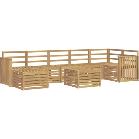 Outdoor Sofa Set 8 pcs White Solid Acacia Wood vidaXL (1/5)