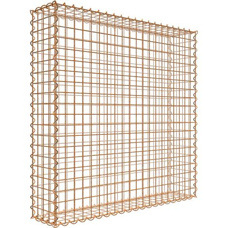 Gabiondeco - Gabion aspect rouille 100 cm x 100 cm x 20 cm (L x H x P). taille des mailles 5 x 5 cm. formation de rouille naturelle en cours - Made in Germany (1/3)