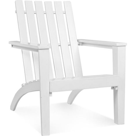 Bois d'acacia robuste pour une assise confortable, fauteuil Adirondack blanc pour terrasse, jardin ou piscine (1/5)