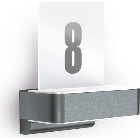 Steinel Lampada da parete L 820 SC Antracite, numero civico a LED, sensore di movimento 160°, collegabile tramite app, in alluminio, 9,8 W (1/4)
