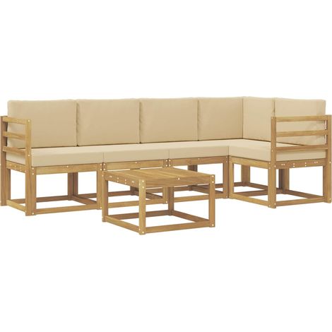 Conjunto de sofás de exterior con cojín 6 pcs y Beige vidaXL (1/5)