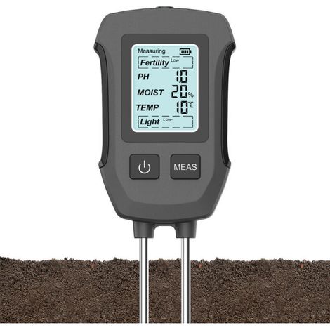 L'analyseur de sol 5 en 1 à double sonde permet de mesurer simultanément et avec une grande précision l'humidité, le pH, la fertilité, la température et l'intensité lumineuse. (1/5)