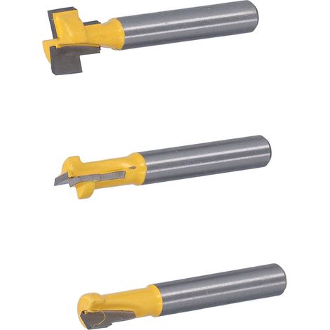 Set mit 3 T-Nutfräsern, 1/4 Zoll Schaft, Oberfräse, Fräser, Holzfräser für T-Nut, Holzbearbeitungswerkzeug, 3 Stück. (1/5)