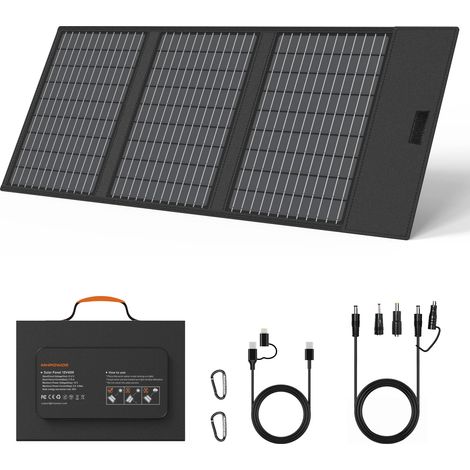 Chargeur de batterie solaire pour Powerbank, panneau solaire portable pliable 45 W avec USB C, sortie CC pour téléphone de camping (1/5)