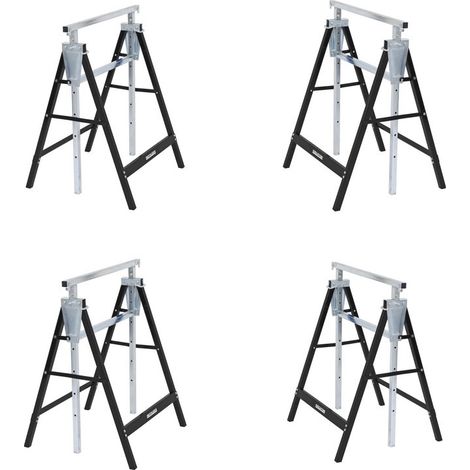 Lot De 4 Tréteaux D'Échafaudage Noirs - Réglable En Hauteur Et Pliables (1/5)