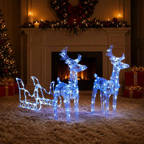 vidaXL Reindeers & Sleigh Christmas Decoration 160 LEDs 130 cm Acrylic (1/5)