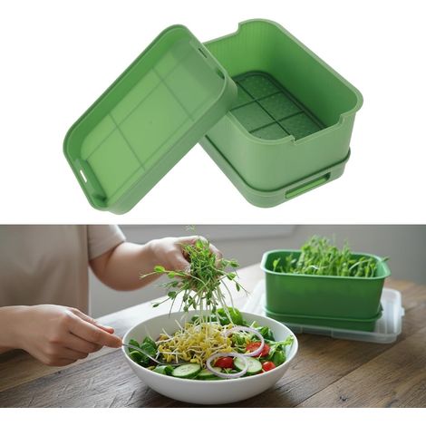 Bac de culture pour plantes de légumes, bac de culture carré en plastique, kit de culture, bac de récupération, bac de plantation sans sol, récipient de germination, pour la maison, la culture (1/5)
