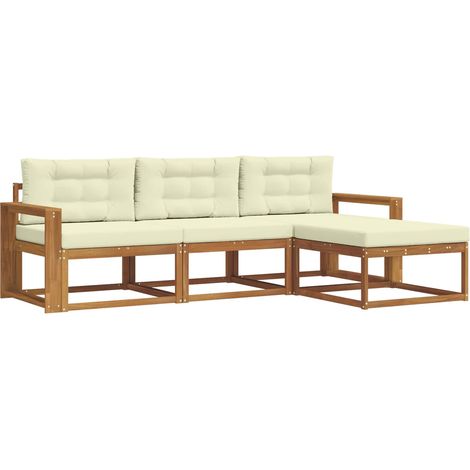 Ensemble de canapés d'extérieur 4 pcs  Salon de jardin Naturel et Crème (1/5)
