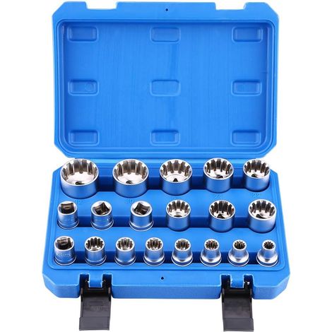 Steckschlüsselsatz, 19-teilig/Set Torx-Bit, 1/2 Zoll Vielzahn-Steckschlüsselsatz, Steckschlüsselsatz aus Chrom-Vanadium-Stahl, Reparaturwerkzeug