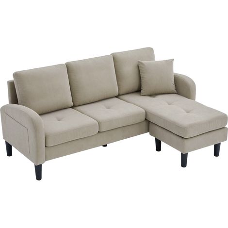 Sofá esquinero en L con chaise longue 166 x 118 x 77 cm en pana, 3 plazas (1/5)