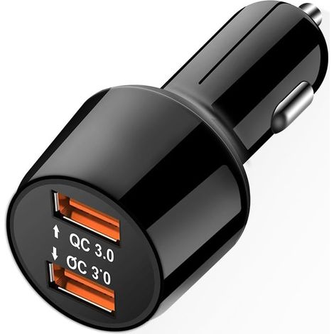 Cargador de coche Quick Charge 3.0 de 36W y dos puertos USB para el encendedor de cigarrillos, compatible con Samsung Galaxy S9, S8, Note8, HTC 10, LG G6, G5, Nexus 5X, 6P, iPhone X, 8 Plus, 7, iPad, 