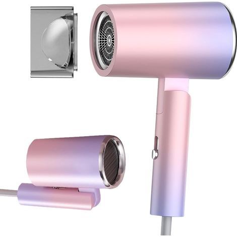 Seche Cheveux Voyage, 2400w Mini Seche Cheveux, Professionnel Sèche-Cheveux , Sèche Cheveux Léger Portable, Avec 3 Modes Réglables, Pour Voyages, Maison, Salon (Rose) (1/5)